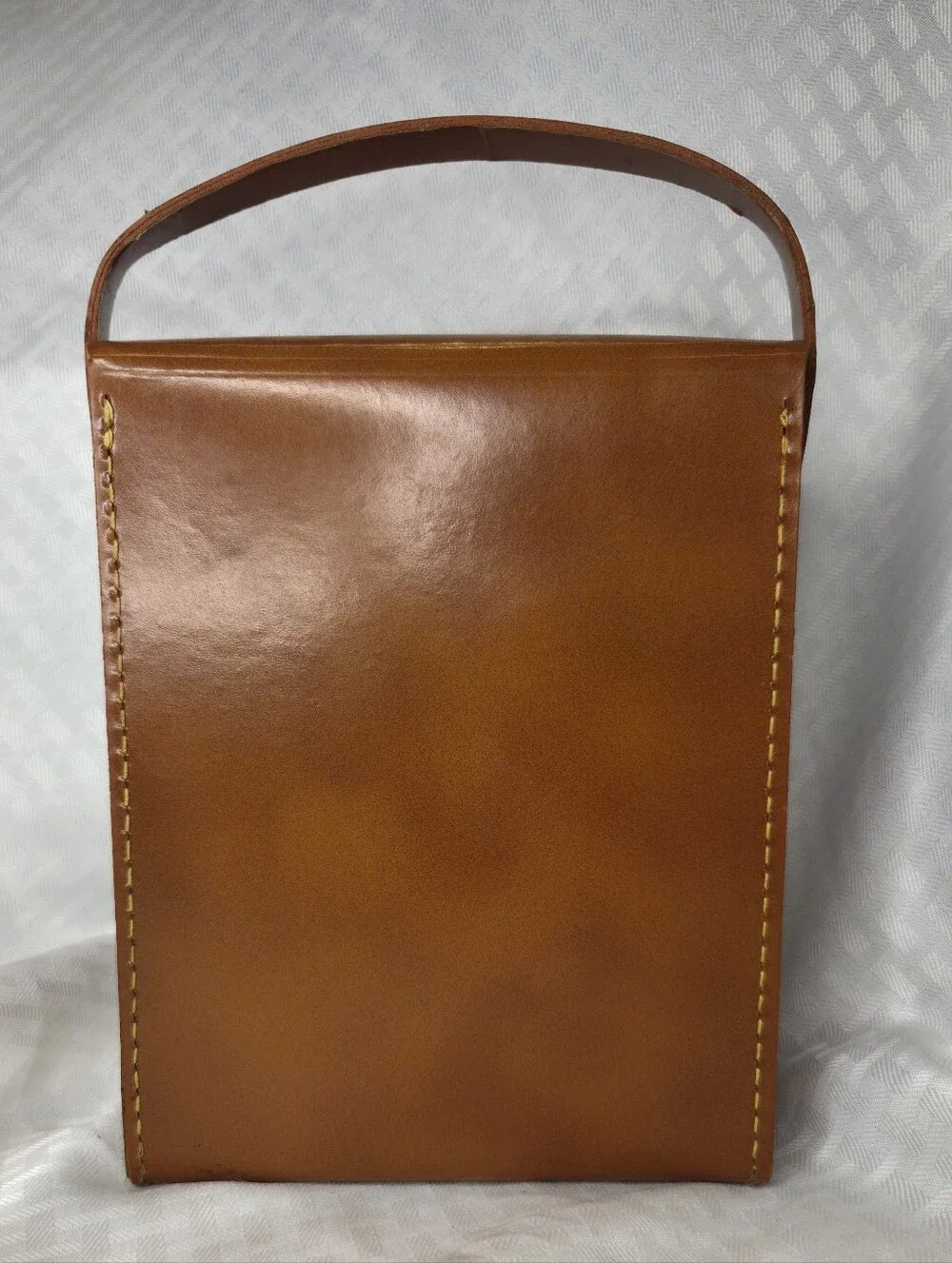 Vintage MCM Portable Bartender Leather Set 3 Glass Bottles 2 Plastic Shots